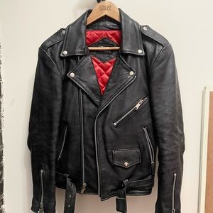 Straight to Hell Apparel leather biker jacket.